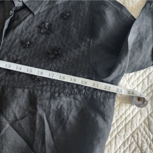Jordan 100% linen embellish button front blouse - Picture 6 of 9